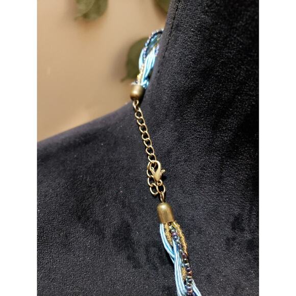 Womens Multilayer Seed Beads Twisted String Crackle Acrylic Pendant Necklace - Picture 6 of 6